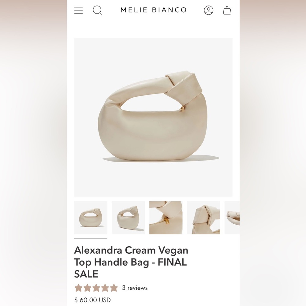 Melie Bianco Alexandra Cream Vegan Top Handle Bag